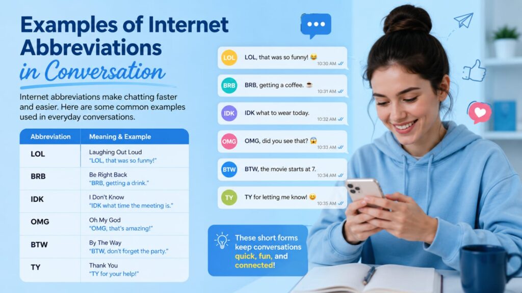Examples of Internet Abbreviations in Conversation