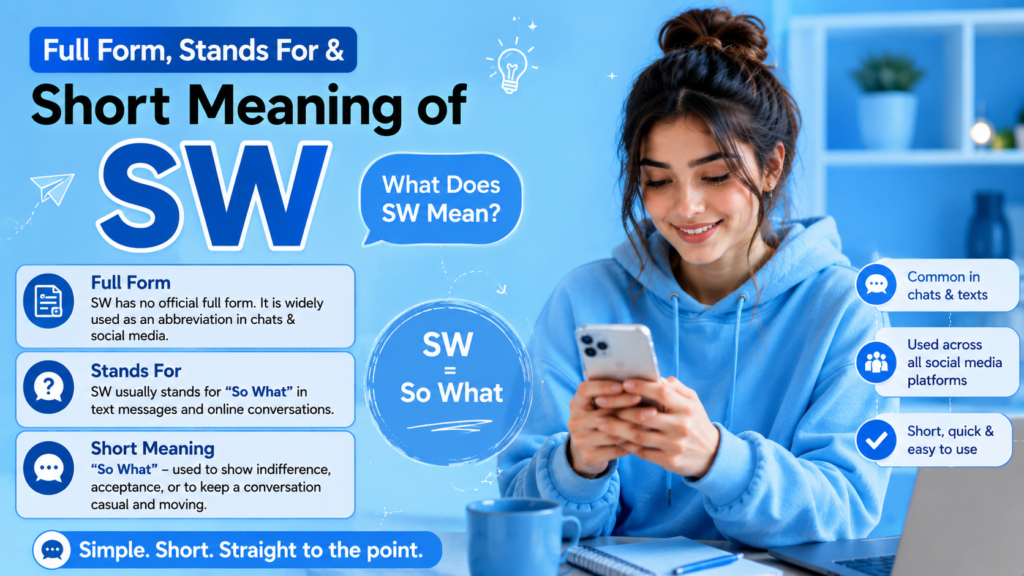 Full Form, Stands For & Short Meaning of SW